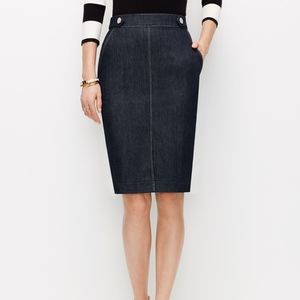 NWT Ann Taylor Edgestitched Denim Pencil Skirt